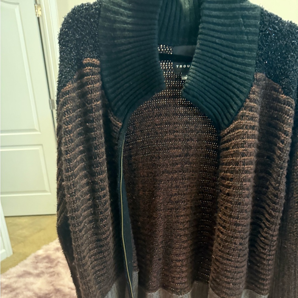 Trouve Black and Brown Women's Cardigan